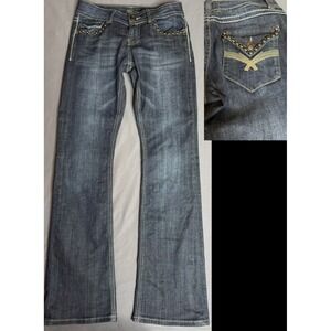 Stetson Bootcut Jean Womens Size 6 Dark Low Rise Western Metal Studded Y2K Style